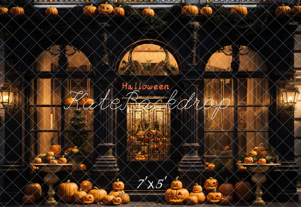Pumpkin Halloween Dark Retro Store Backdrop Designed by Emetselch