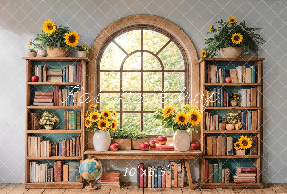Kate Graduation Sunflower Bookshelf Window Backdrop Designed by Emetselch