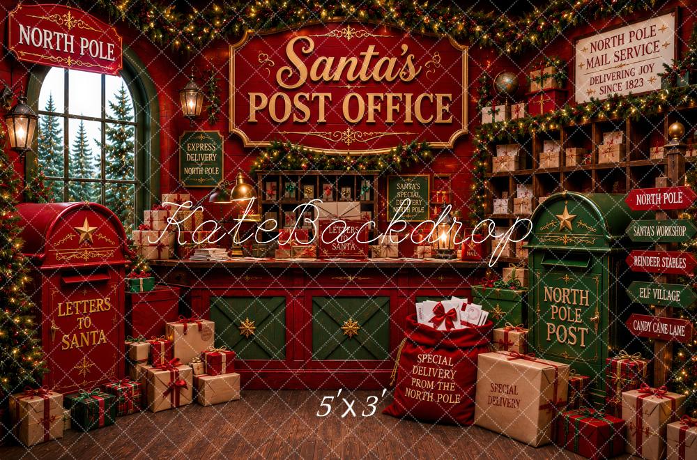 Kate Christmas Santa's Post Office North Pole Gifts Printed Backdrop Designed by Megan Leigh Photography