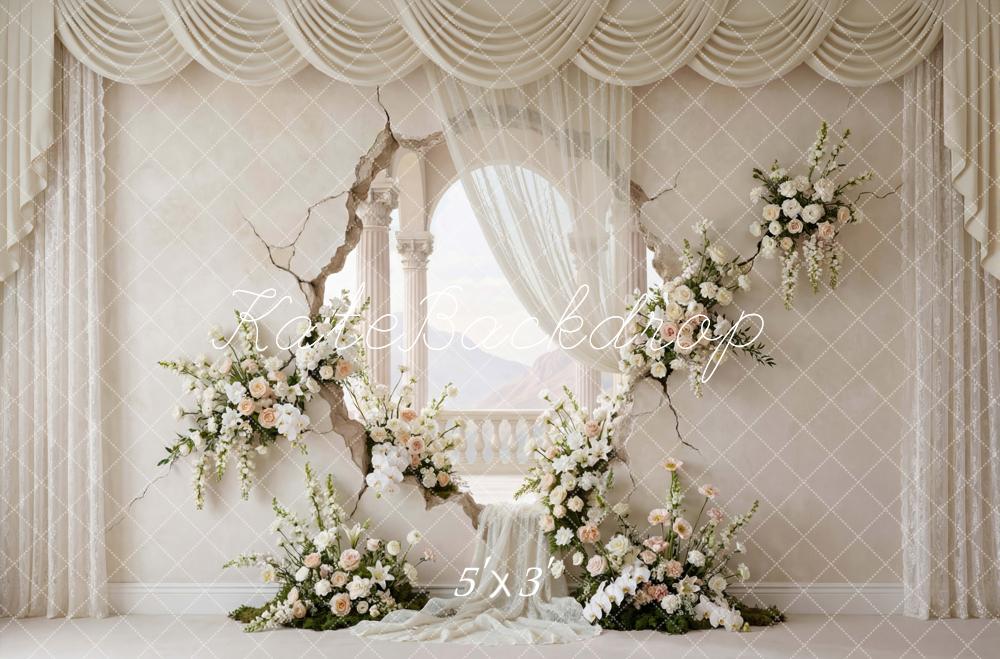 Kate Mother's Day Flower Arch Balcony Columns Printed Backdrop Designed by Mini MakeBelieve
