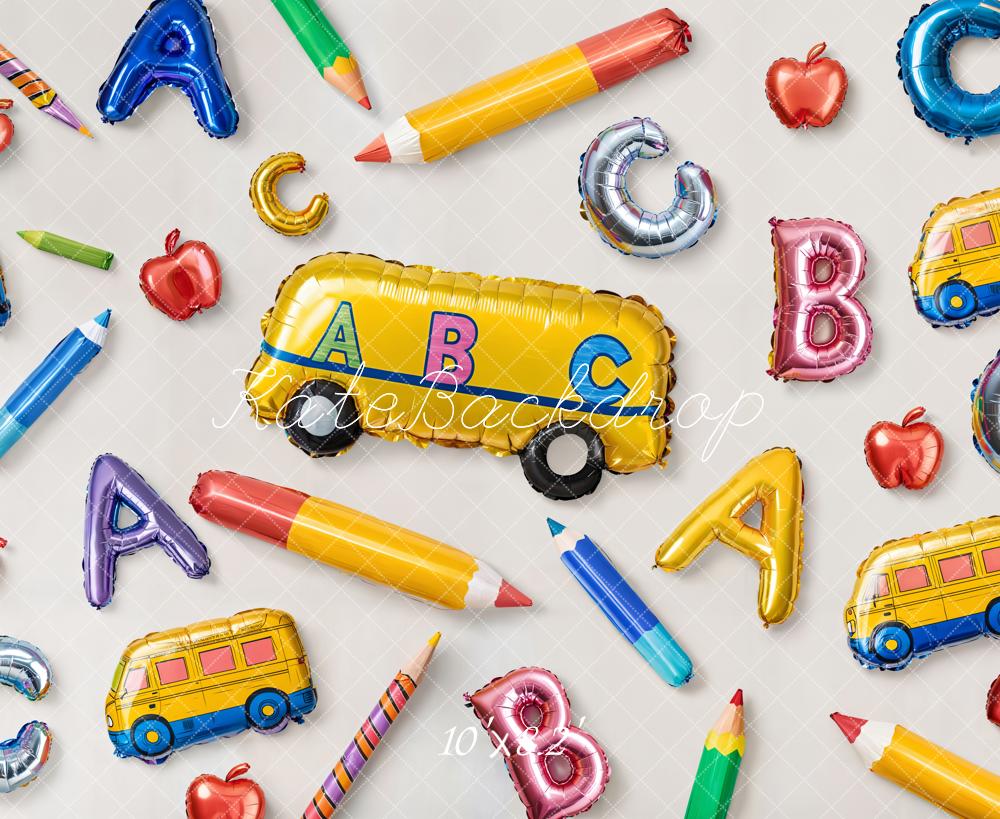 Kate Back to School Balloons Alphabet Bus Backdrop Designed by Emetselch