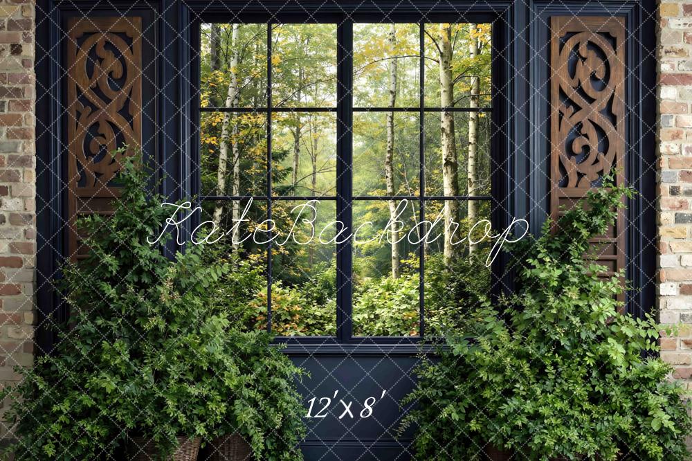Kate Father's Day Greenery Window Forest View Printed Backdrop Designed by Mini MakeBelieve