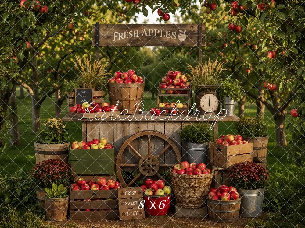 Kate Fall Apple Orchard Wheel Market Stand Printed Backdrop Designed by Emetselch