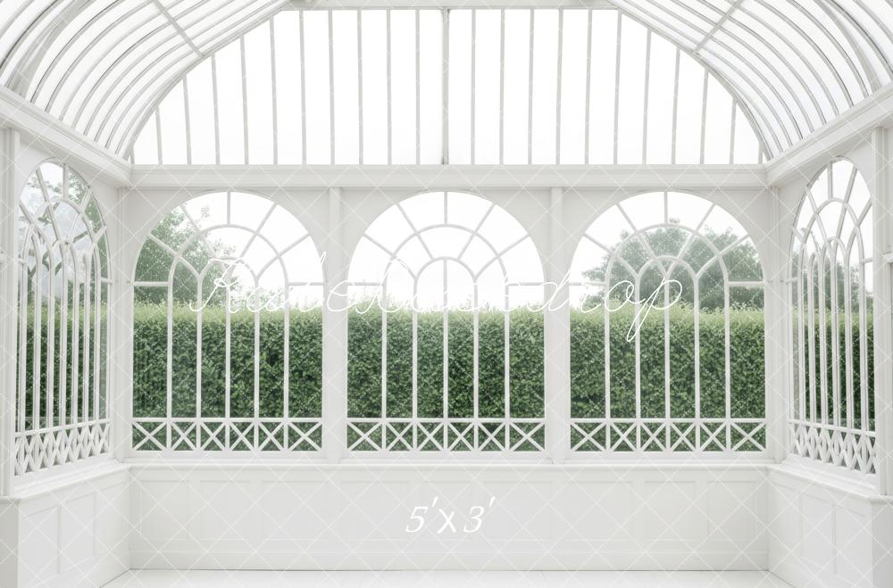 Kate White Conservatory Glass Arched Windows Printed Backdrop Designed by Patty Roberts
