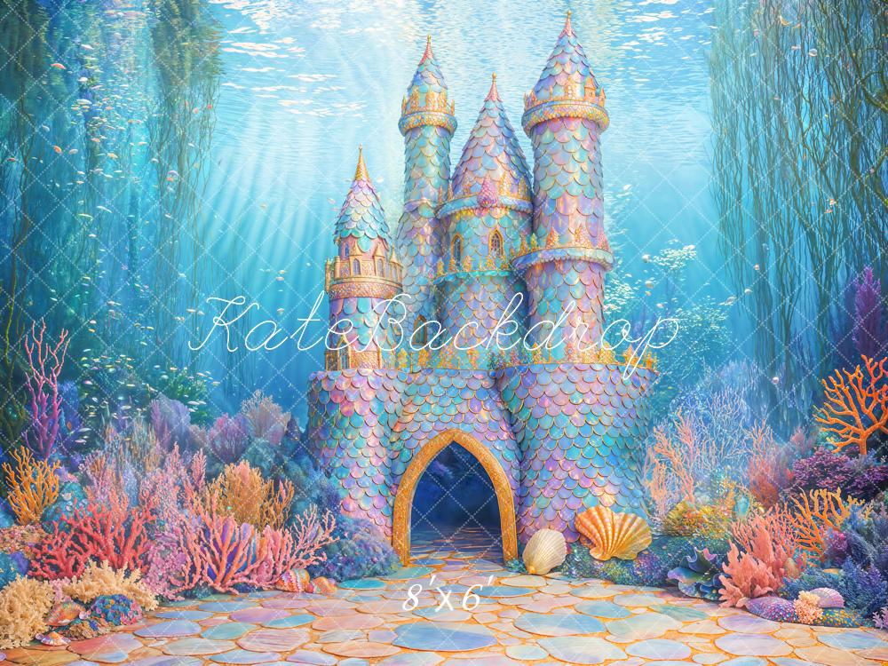 Kate Mermaid Underwater Castle Coral Backdrop Designed by Emetselch