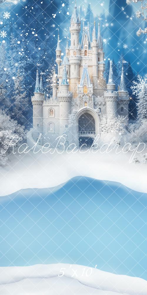 Kate Sweep Winter Castle Snowy Forest Frozen Lake Backdrop Designed by Emetselch