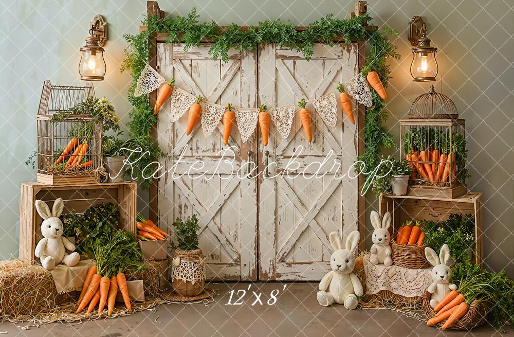 Kate Easter Bunny Carrot Rustic Barn Door Backdrop Designed by Emetselch
