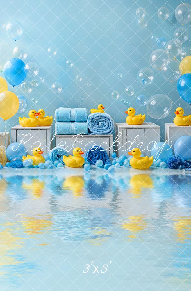 Lightning Deal Kate Baby Shower Cake Smash Duck Yellow Blue Balloons Bath Backdrop Designed by Emetselch