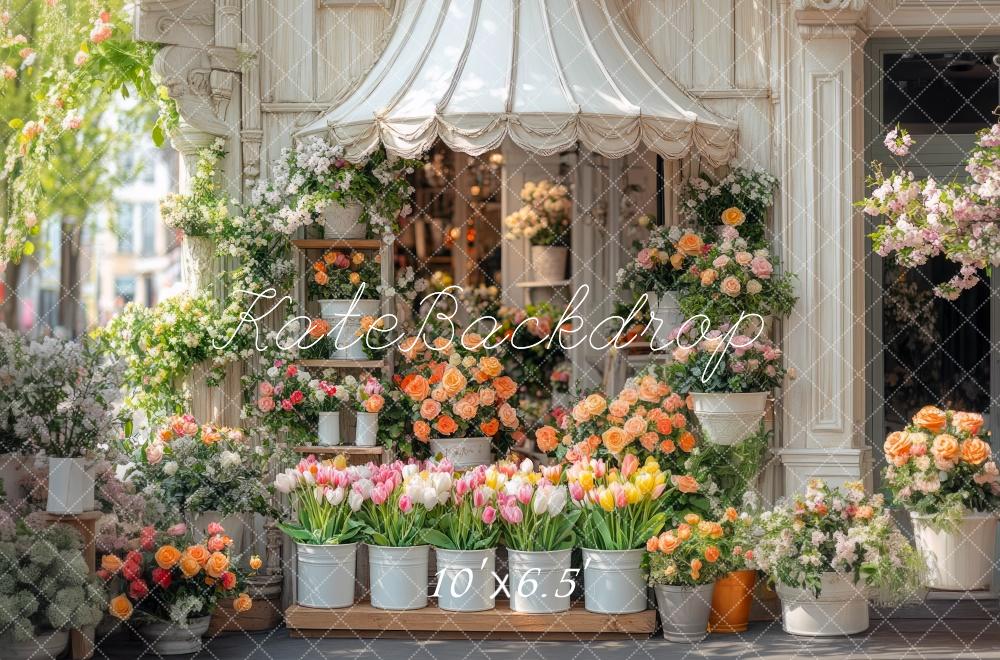 Negozio di Fiori Primaverili Sfondo Floreale Designed by Mini MakeBelieve