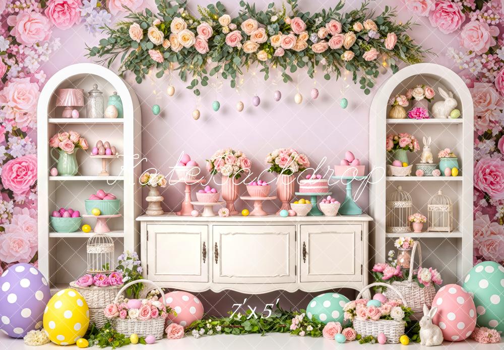 Kate Easter Bunny Flower Arch Pastel Eggs Cabinet Backdrop Designed by Patty Roberts