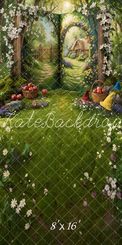 Kate Sweep Fairy Fantasy Storybook Cottage Flower Arch Forest Printed Backdrop Designed by Chain Photography