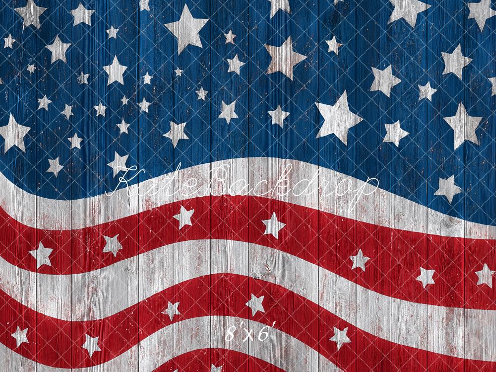 Kate Independence Day Stars Stripes Vintage Wood Backdrop Designed by Angela Miller