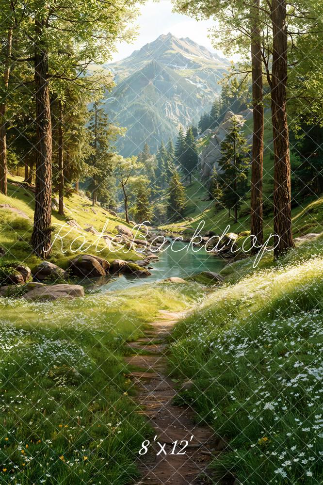 Kate Forest Mountain River Path Backdrop Designed by Emetselch