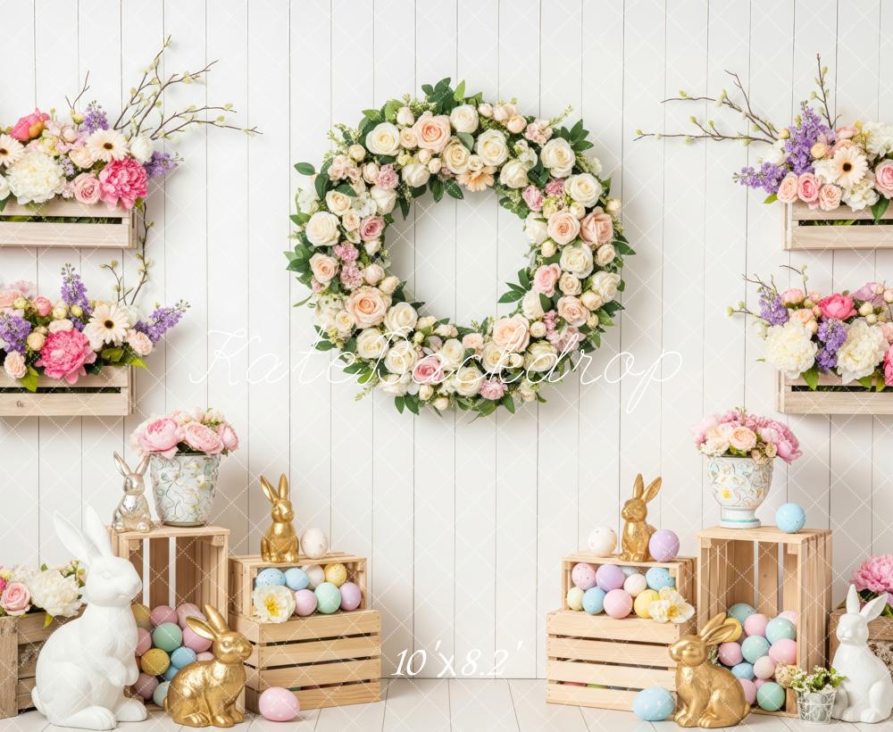 Kate Easter Bunny Flower Arch Pastel Eggs Backdrop Designed by Patty Roberts