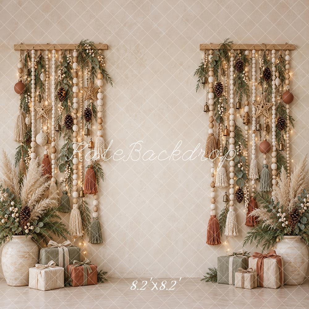 Kate Christmas Boho Beads Tassels Greenery Gifts Printed Backdrop Printed Backdrop Designed by Vertigo Productions