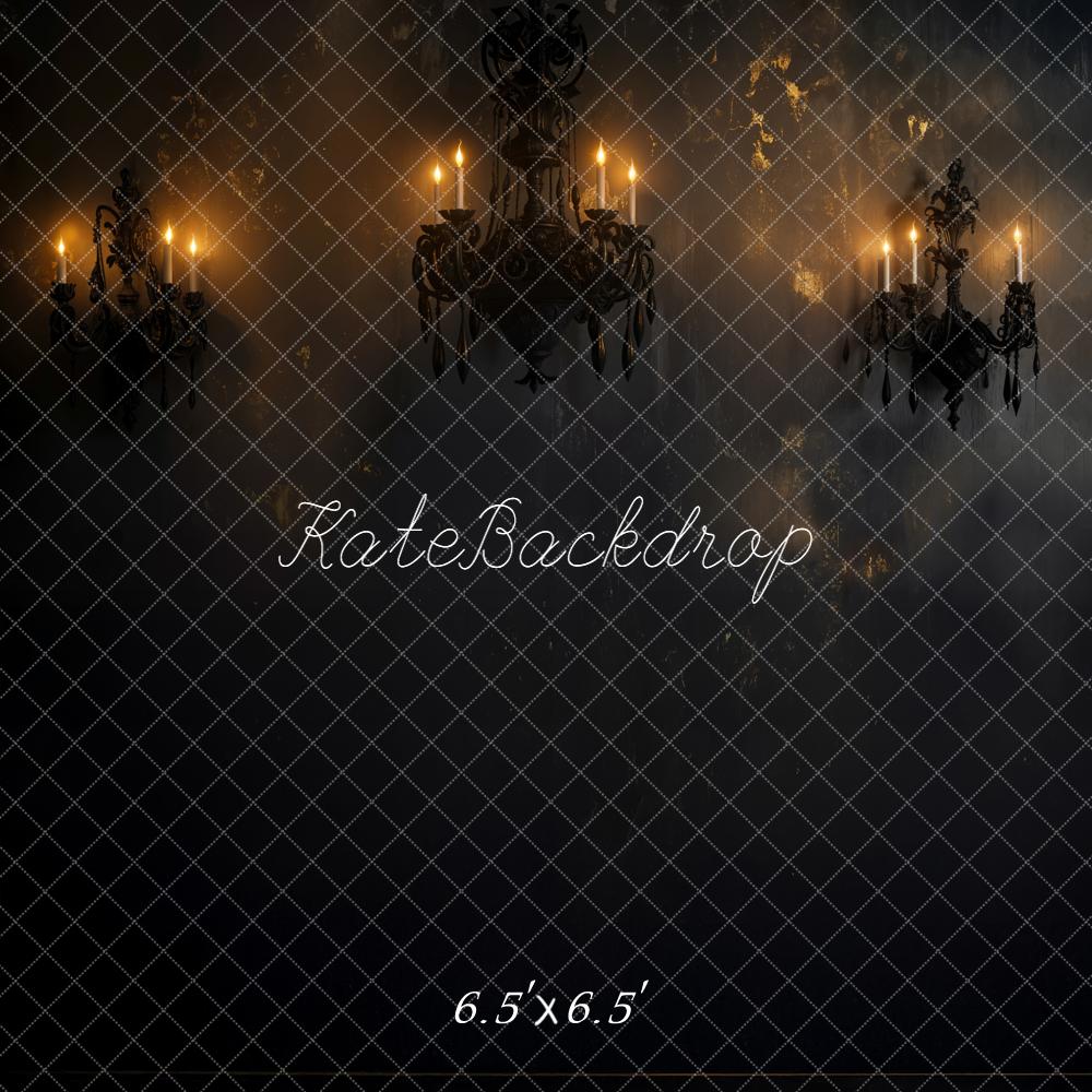 Kate Halloween Dark Chandelier Candlelight Vintage Wall Backdrop Designed by Emetselch