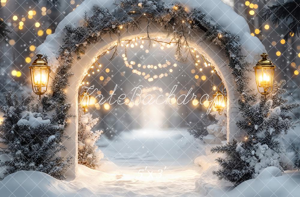Lanteras de Nieve en Arco de Navidad Luces de Hadas Fondo Diseñado por Emetselch