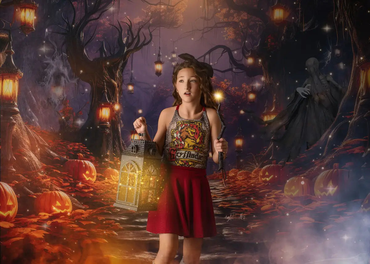 Kate Halloween Pumpkin Forest Light Backdrop Designed by Emetselch