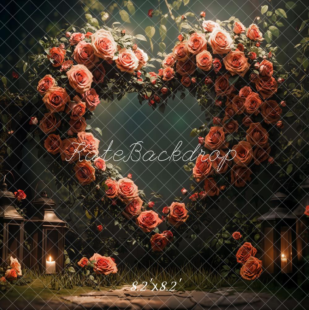 Fondo de Linterna de Rosa de Corazón de San Valentín Diseñado por Emetselch