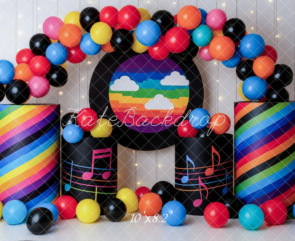 Kate Birthday Music Rainbow Balloon Backdrop Designed by Patty Roberts