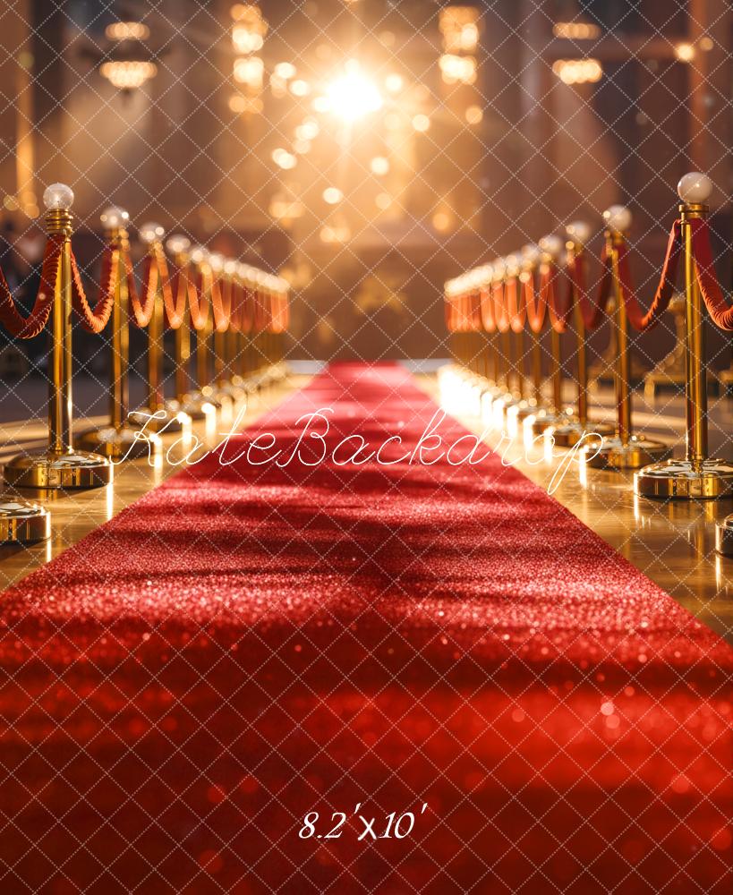Kate Red Carpet Aisle Gold Stanchions Bokeh Lights Backdrop Designed by Emetselch