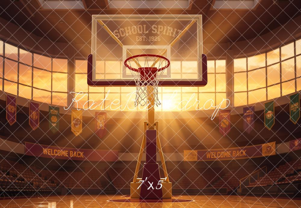 Kate Sports Basketball Court Sunlight Printed Backdrop Designed by Emetselch