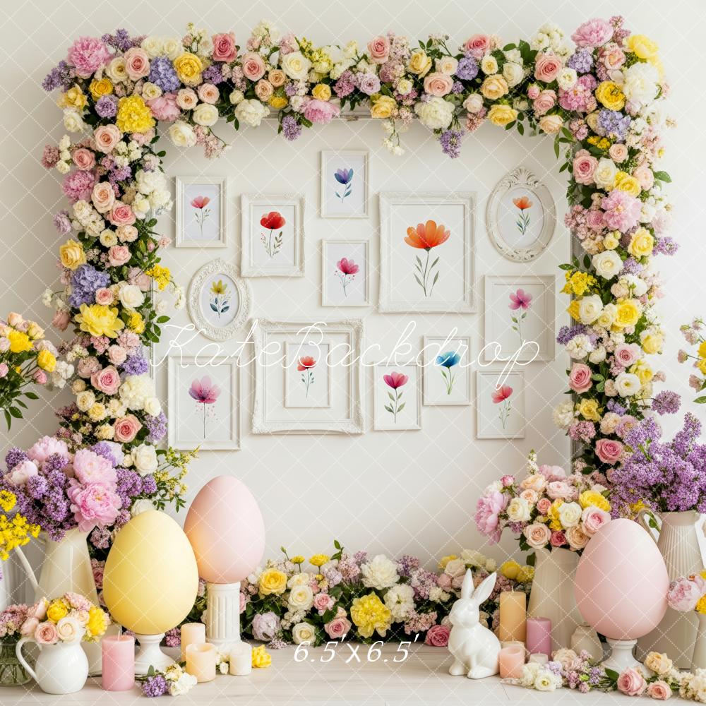 Kate Easter Bunny Flower Arch Pastel Eggs Backdrop Designed by Patty Roberts
