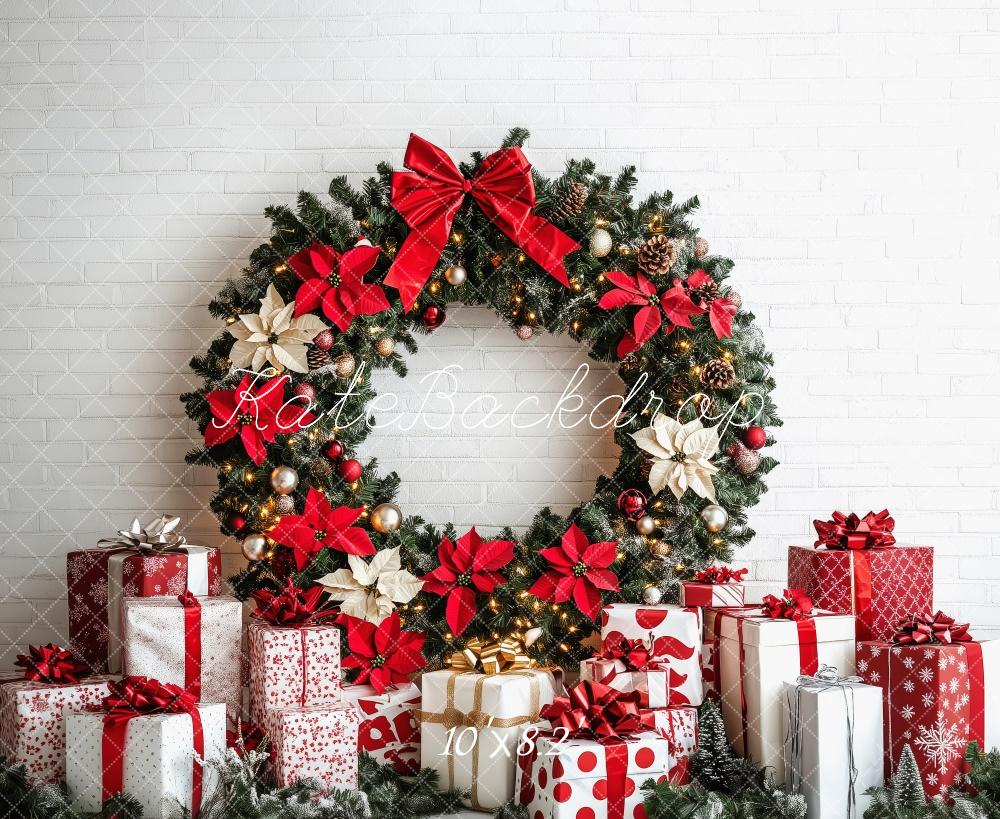 Regalos de Corona de Navidad Rojo y Blanco Diseñado por Patty Roberts