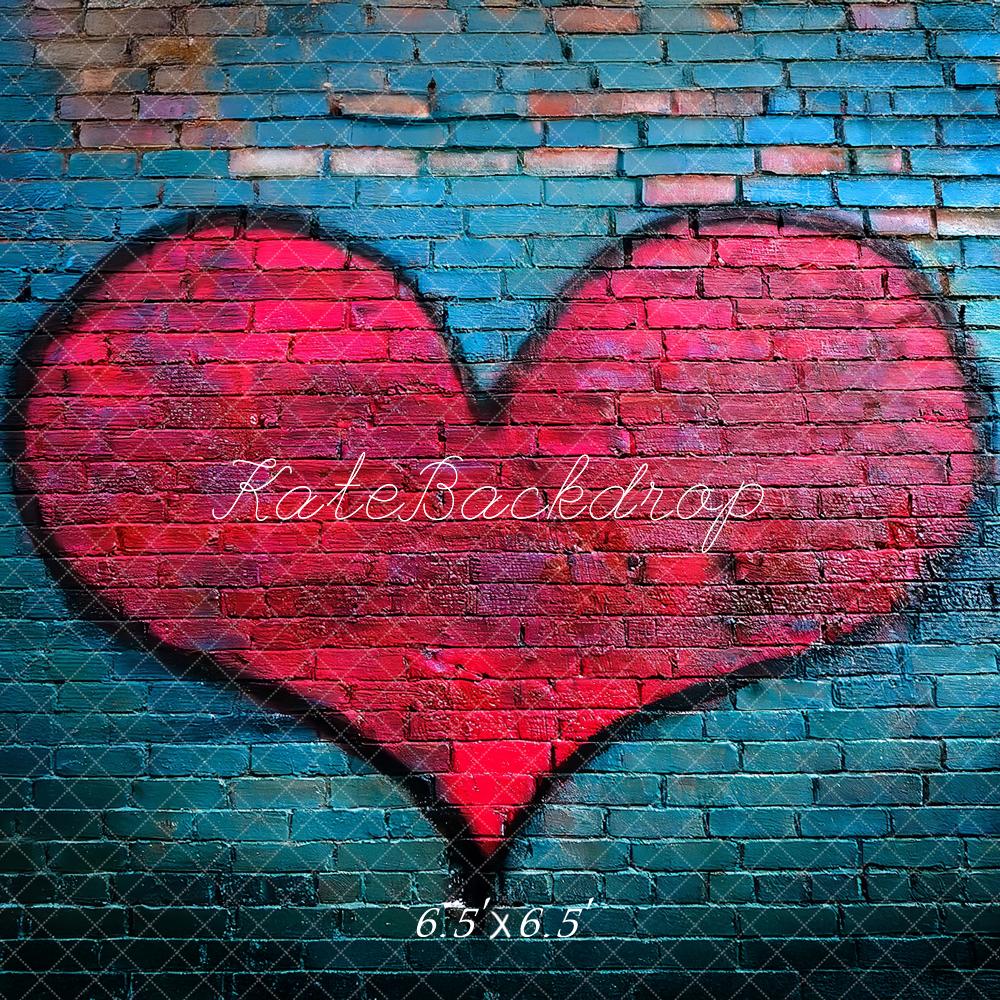 Kate Valentine's Day Red Heart Graffiti Brick Wall Backdrop Designed by Megan Leigh Photography