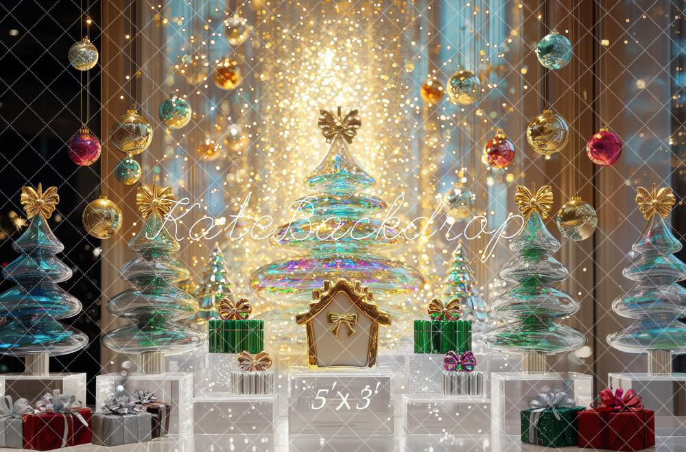 Kate Christmas Luxury Sparkles Trees Gifts Ornaments Backdrop Designed by Mini MakeBelieve