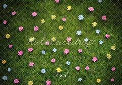 Kate Spring Floral Grass Floor Printed Backdrop Designed by Mini MakeBelieve
