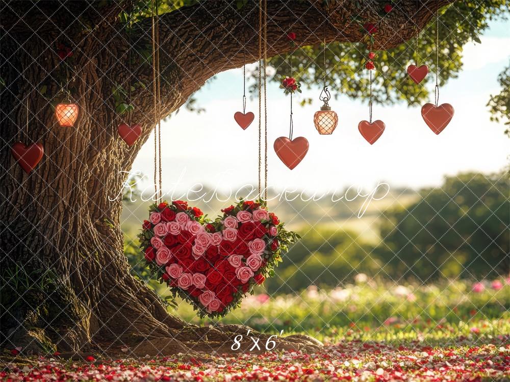 Kate Valentine Tree Hanging Heart Roses Backdrop Designed by Mini MakeBelieve