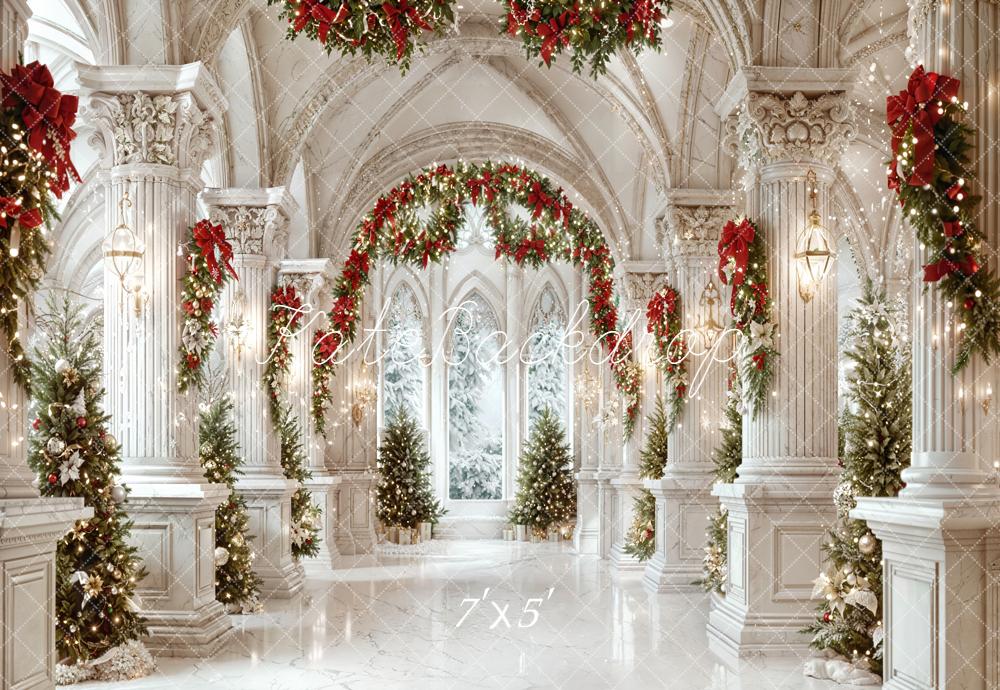 Kate Christmas Architecture Elegant Garland Archway Columns Backdrop Designed by Emetselch