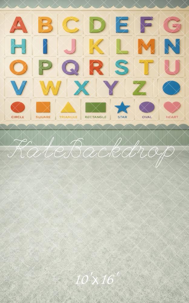 Kate Sweep School Alphabet Shapes Classroom Wall Printed Backdrop Designed by Vertigo Productions