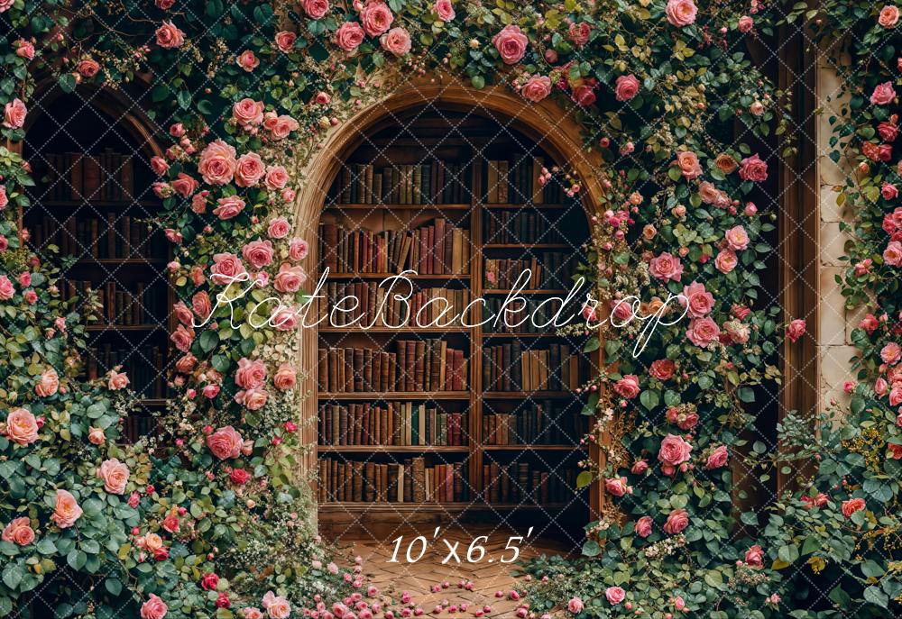 Arco de flores de regreso a la escuela biblioteca fondo diseñado por Emetselch