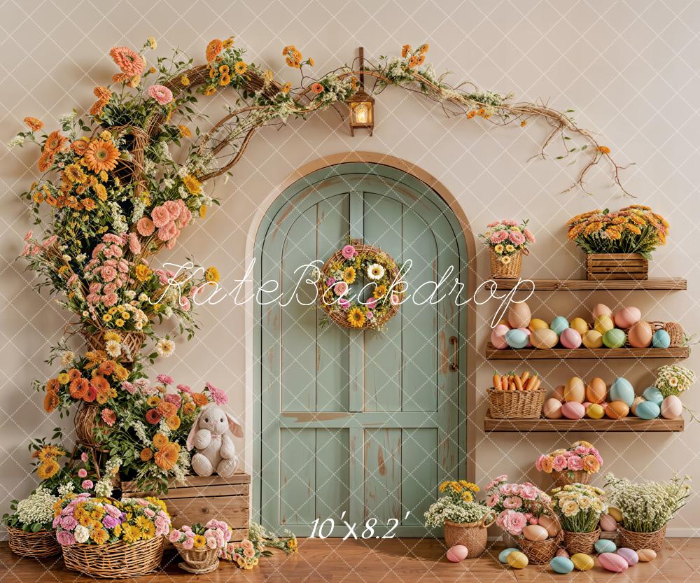 Kate Easter Bunny Flower Arch Pastel Eggs Door Backdrop Designed by Emetselch