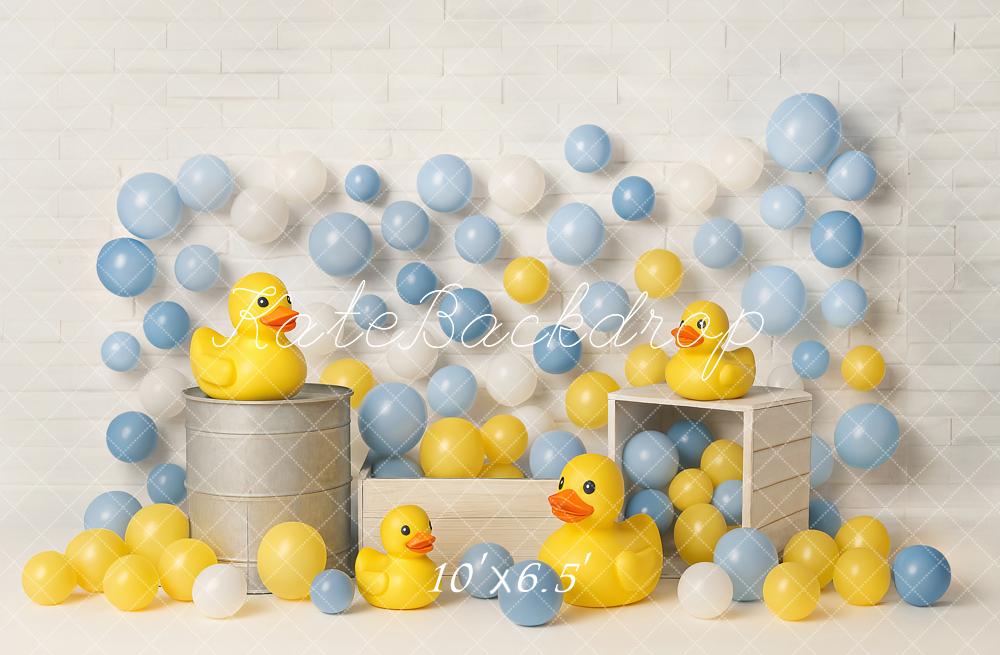 Kate Cake Smash Yellow Duck Balloons Backdrop Designed by Ashley Paul