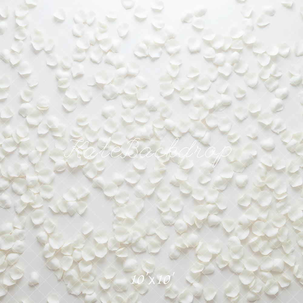 Kate White Petals Scatter Floor Printed Backdrop Designed by Mini MakeBelieve