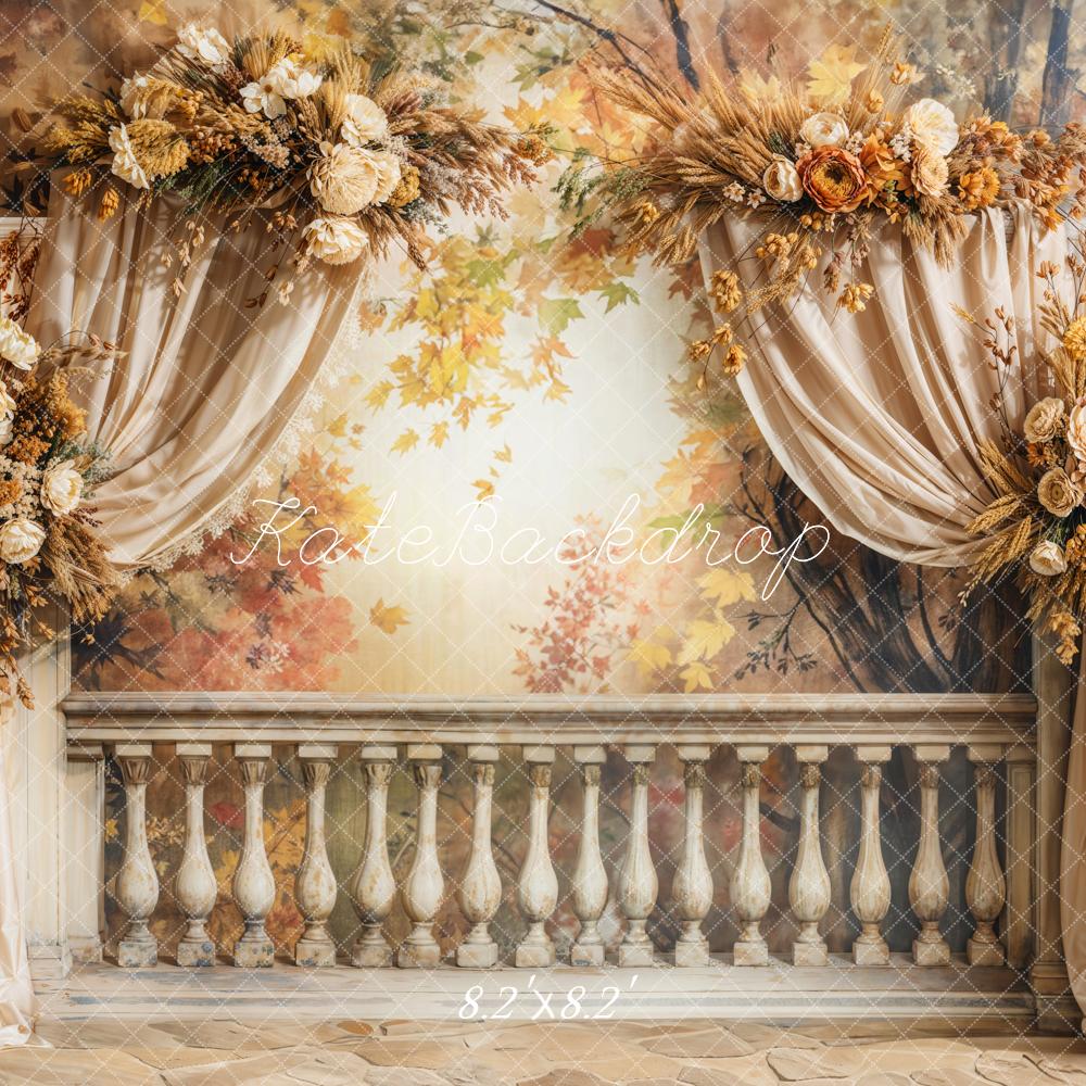 Fall Retro Floral Arch Curtain Foto Achtergrond Designed by Emetselch