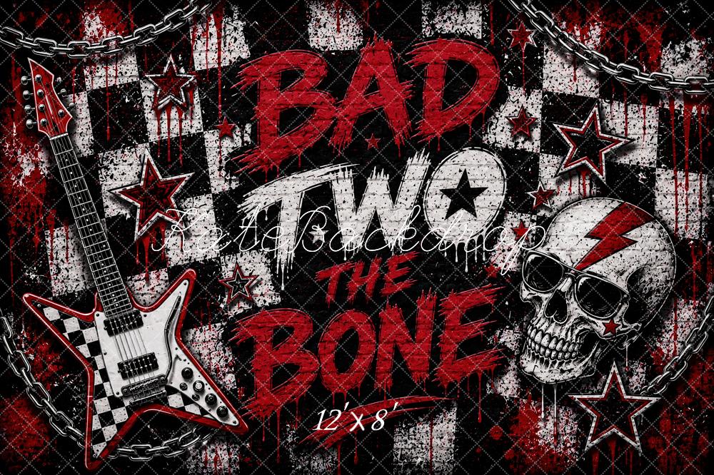 Kate Birthday Graffiti Rock Guitar Skull Chains Printed Backdrop Designed by Ashley Paul