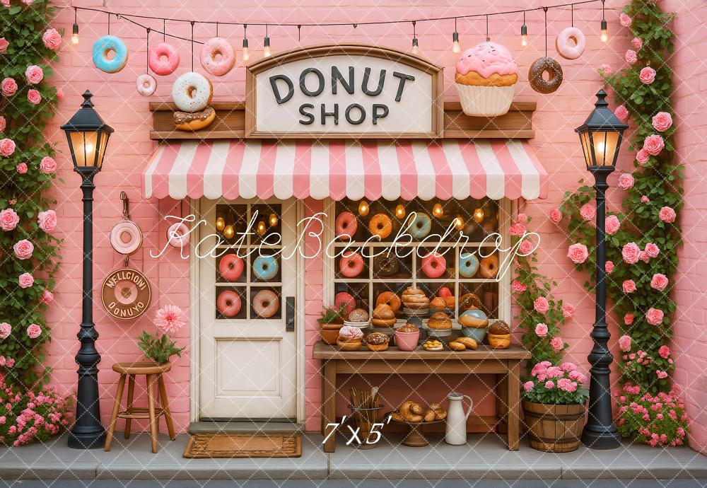 Kate Donut Shop Pink Roses Backdrop Designed by Ashley Paul