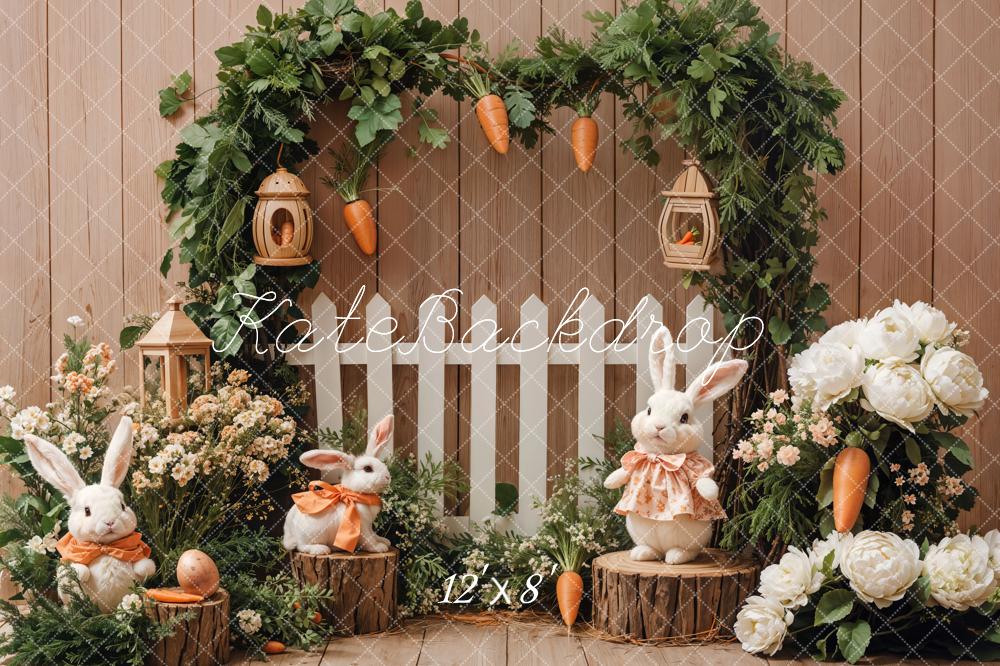 Easter Bunny Greenery Arch Foto Achtergrond Designed by Emetselch