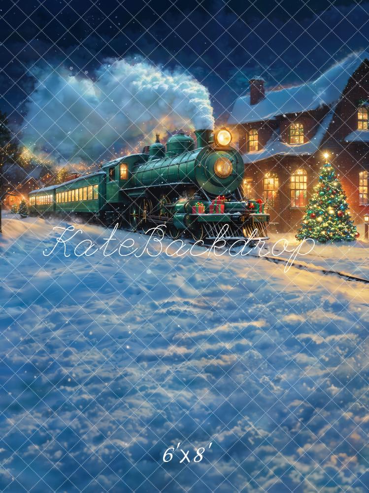 Fondo de Invierno Nieve Tren Polar Navidad Diseñado por Emetselch