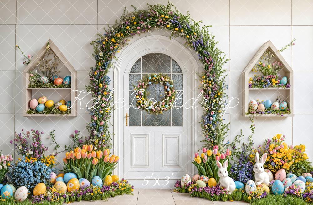 Fondo de Arco Floral de Conejo de Pascua diseñado por Emetselch
