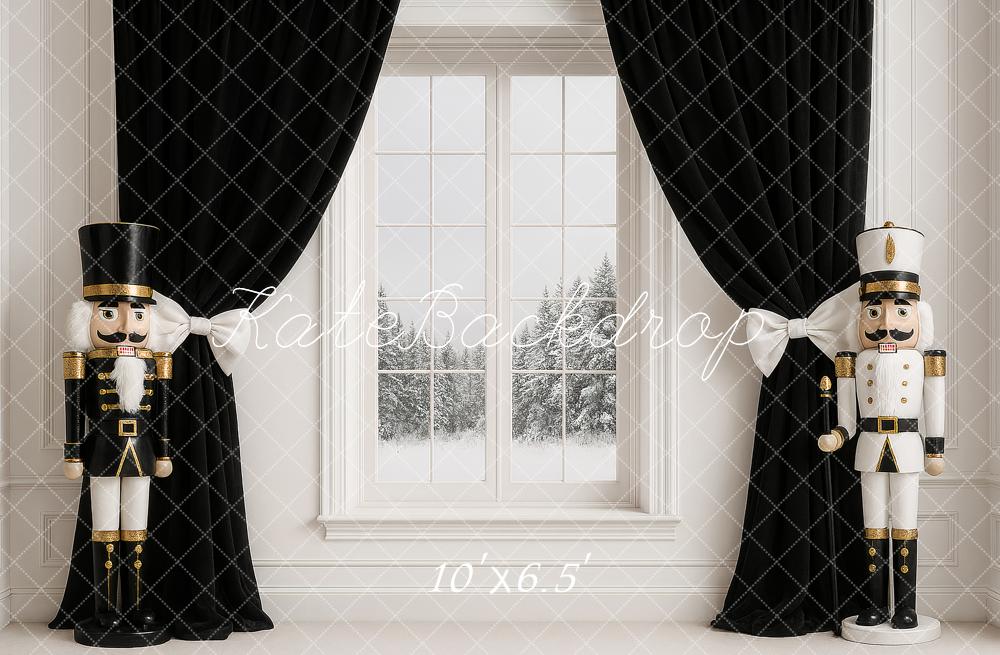 Kate Christmas Nutcracker Black Curtains Window Backdrop Designed by Ashley Paul