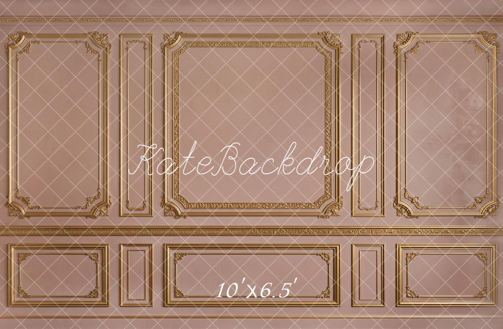 Kate Vintage Pink Gold French Wall Printed Backdrop Designed by Emetselch