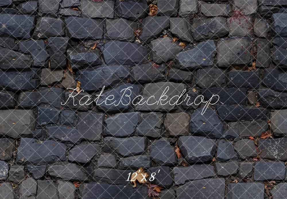 Kate Dark Gray Cobblestone Floor Backdrop Designed by Emetselch