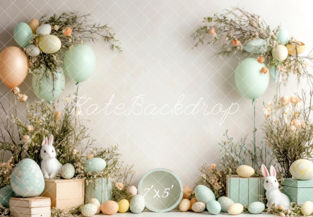 Kate Easter Bunny Pastel Eggs Balloons Backdrop Designed by Patty Roberts