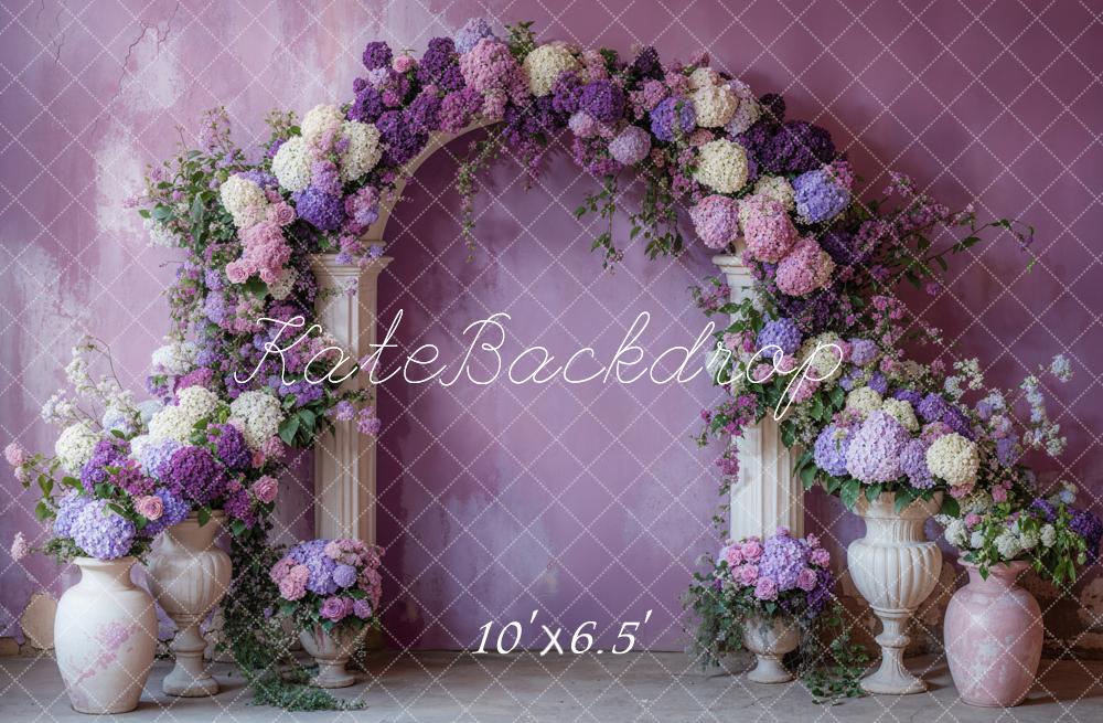 Kate Spring Beautiful Purple Floral Arch Backdrop Designed by Emetselch