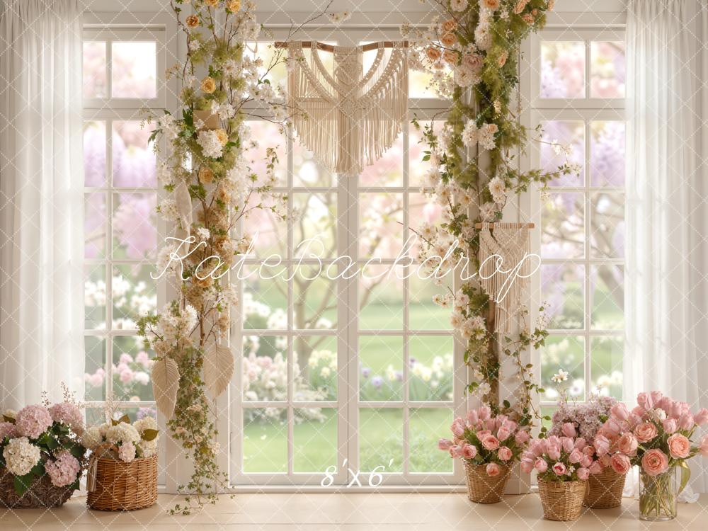 Kate Spring Floral Window Boho Basket Flowers Backdrop Designed by Emetselch